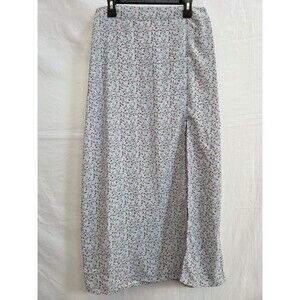 Forever 21 Floral Maxi Skirt Blue Ditsy Print Side Slit Cottagecore Boho Size M